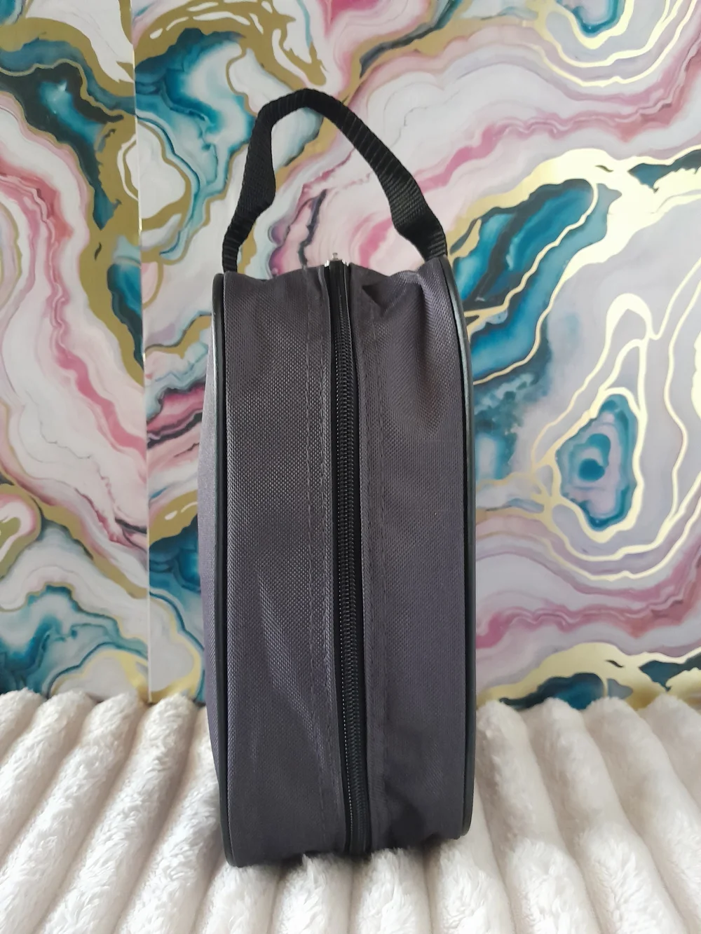 Bob Mackie Black Travel Toiletry Bag Cosmetic Pouch with Carry Handle